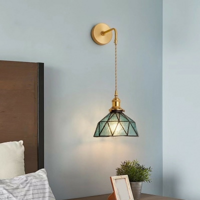 Scandinavian Retro Metal Wall Sconce with Glass Lampshade for Bedroom