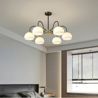 Contemporary Living Room Chandelier Fixture with Glass Lampshade