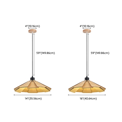 Modern Adjustable Hanging Length Bedroom Pendant Light with Wood Shade