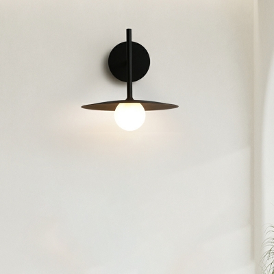 Modern Metal UFO Wall Sconce with Glass Lampshade for Living Room