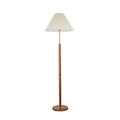 Vintage Wood Floor Lamp with Fabric Lampshade for Living Room