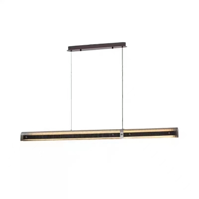 Contemporary Linear Acrylic Lampshade Island Light with Adjustable Hanging Length