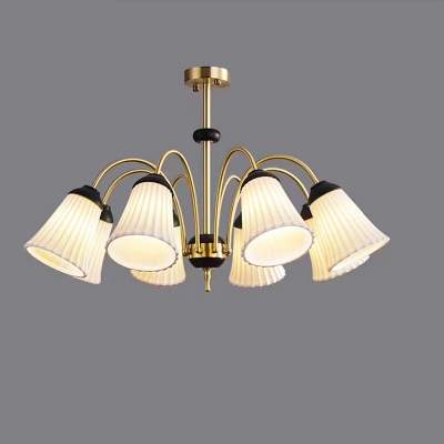 Contemporary Metal Living Room Chandelier with Ceramic Lampshade