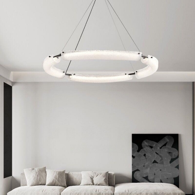 Modern Led Hanging Chandelier with Glass Lampshade for Living Room