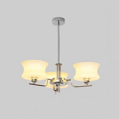 Contemporary Metal Multi-Light Chandelier with Glass Lampshade for Living Room