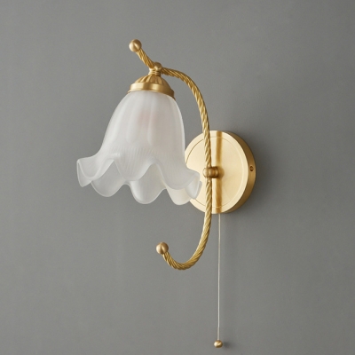 Modern Metal 1-Light Wall Sconce with Glass Lampshade for Bedroom
