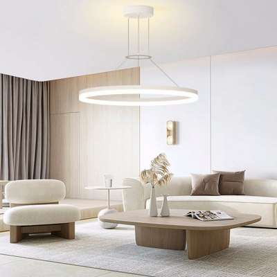 Contemporary Acrylic Lampshade Living Room Chandelier with Hanging Cord