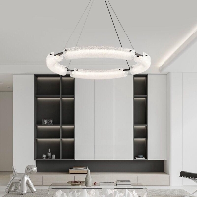 Modern Led Hanging Chandelier with Glass Lampshade for Living Room
