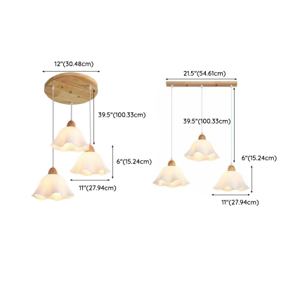 Modern Wood Multi Pendant Light Fixture Adjustable Hanging Length Pendant