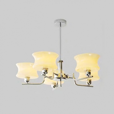 Contemporary Metal Multi-Light Chandelier with Glass Lampshade for Living Room