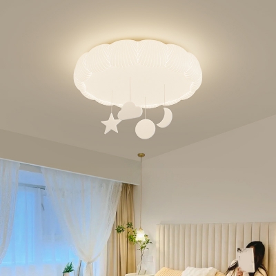 Modern Metal Flush Mount Ceiling Light Fixture with Plastic Lampshade