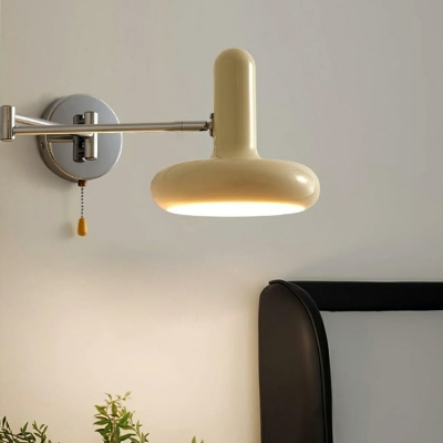 Contemporary Metal Adjustable Wall Light Fixture in Cream for Bedroom