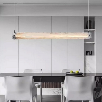 Modern Led Adjustable Hanging Length Island Light with Glass Lampshade