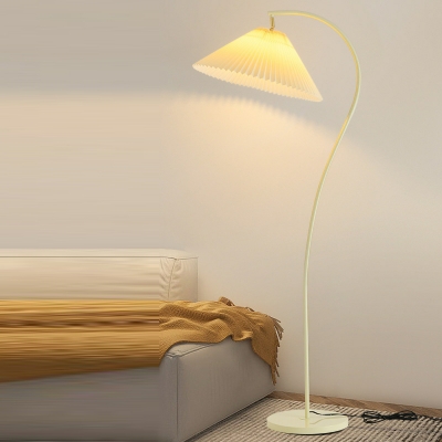 Contemporary Metal Floor Lamp with Fabric Lampshade for Living Room