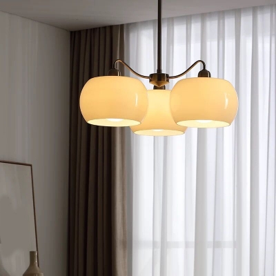 Contemporary Metal Multi-Light Chandelier with Glass Lampshade for Bedroom