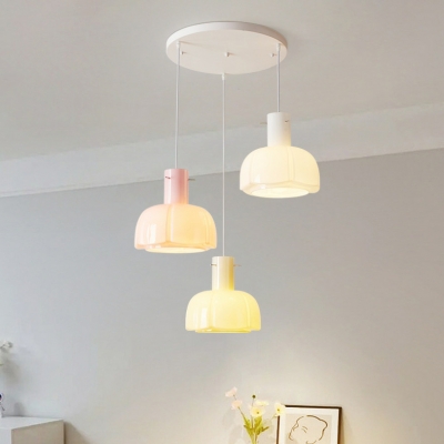 Dining Room Pendant Light with Glass Lampshade & Adjustable Hanging Length