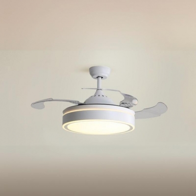 Modern Metal Downrod Ceiling Fan with Integrated LED Light for Living Room