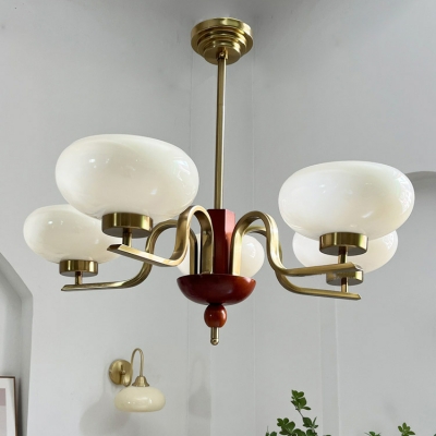 Vintage Metal Adjustable Hanging Length Living Room Chandelier with Glass Lampshade