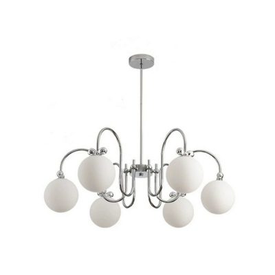 Modern Glass Shade Living Room Chandelier with Adjustable Hanging Length