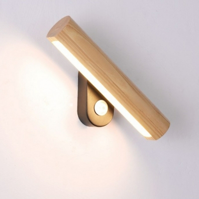 Scandinavian Wood Rotate Wall Sconce with Integrated Led for Living Room