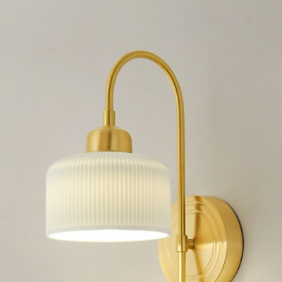 Scandinavian Metal Wall Lamp Fixture with Ceramic Lampshade for Living Room