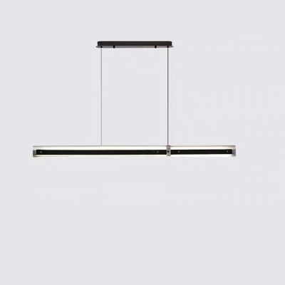 Contemporary Linear Acrylic Lampshade Island Light with Adjustable Hanging Length
