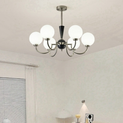 Modern Adjustable Hanging Length Globe Chandelier with Glass Lampshade