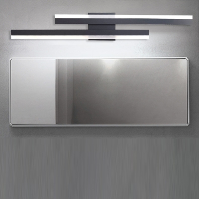 Modern Metal Linear 2-Light Vanity Light with Integrated Led