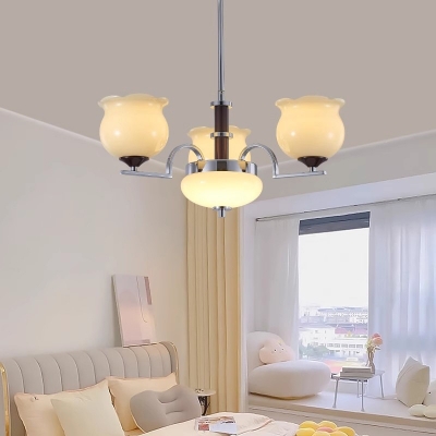 Modern Metal Living Room Chandelier with Glass Shade for Bedroom