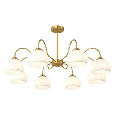 Contemporary Living Room Chandelier Fixture with Glass Lampshade