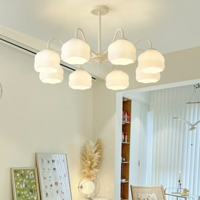Modern Glass Lampshade Chandelier with Downrod for Living Room
