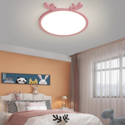 Simple Metal Flush Mount Ceiling Light with Integrated Led for Children's Room