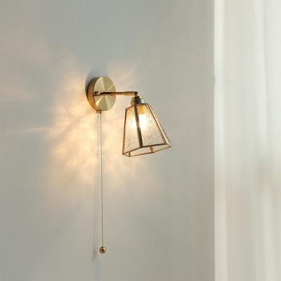 Modern Metal Bedroom Wall Light Fixture with Glass Lampshade