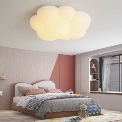 Modern Plastic Lampshade Flushmount Ceiling Light with Integrated Led