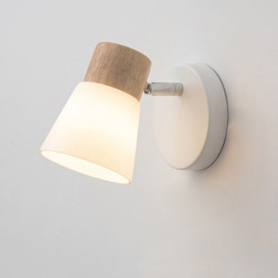 Modern Simple Wood Vanity Light Fixture with Glass Lampshade