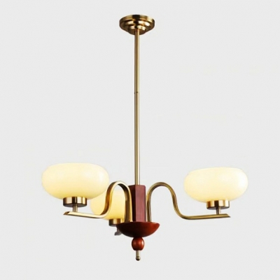 Vintage Metal Adjustable Hanging Length Living Room Chandelier with Glass Lampshade