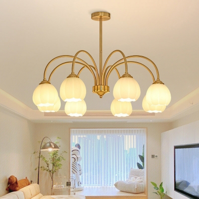 Modern Metal Dining Room Chandelier Fixture with Glass Lampshade