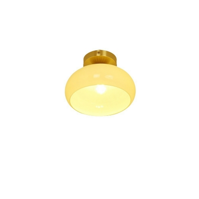 1 Light Art Deco  Vaulted  Semi Flush Mount Ceiling Light Fixture in Brass with Direct Wired Electric for Entryway