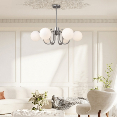 Scandinavian Globe Living Room Chandelier with Glass Lampshade