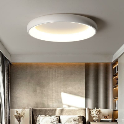 Modern Round Flush Mount Bedroom Ceiling Light with Integrated Led