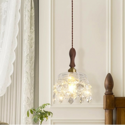 Modern Glass 1-Light Pendant Light Fixture with Adjustable Hanging Length