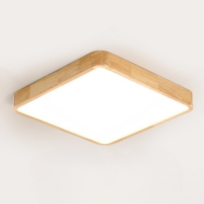 Modish  1 Light Flush Mount Wood Ceiling Lighting with Acrylic Shade & Direct Wired Electric for Residential Use