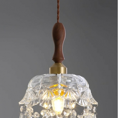 Modern Glass 1-Light Pendant Light Fixture with Adjustable Hanging Length