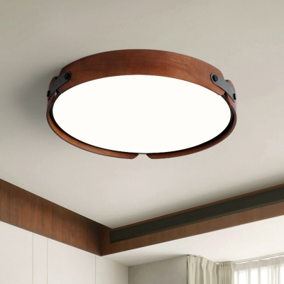1 Light Minimalist  Wooden  Round  Flat Mounted  Flush Mount Light with Direct Wired Electric for Living Room