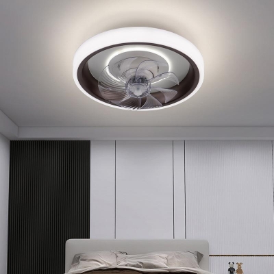 Modern Stylish Flush Mount Ceiling Fan with LED Dimmable Light and Remote Control