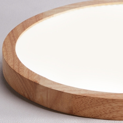 Round Trendy Wooden Direct Wired Electric  Surface Mount  Ceiling Light Fixture for Living Room