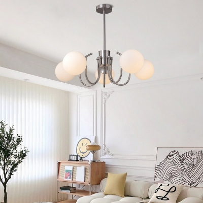Scandinavian Globe Living Room Chandelier with Glass Lampshade