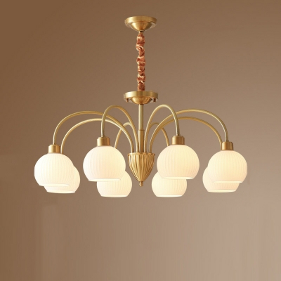 Modern Adjustable Hanging Length Chandelier Fixture with Glass Shade