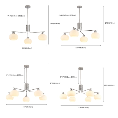 Modern Adjustable Hanging Length Living Room Chandelier Fixture with Glass Shade