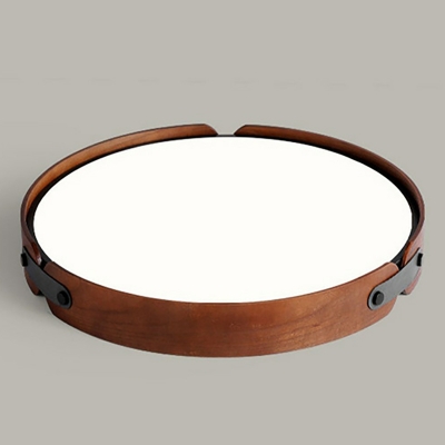 1 Light Minimalist  Wooden  Round  Flat Mounted  Flush Mount Light with Direct Wired Electric for Living Room